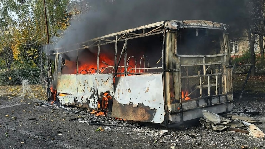 Russian attack on bus stop kills at least 33 in Ukraine, officials say